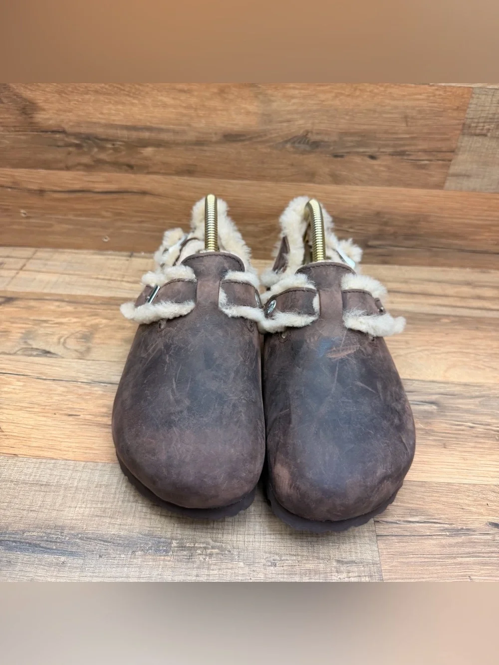 BIRKENSTOCK Tokio L10 M8 Shearling-Lined  sandal Clog Back Strap brown Leather